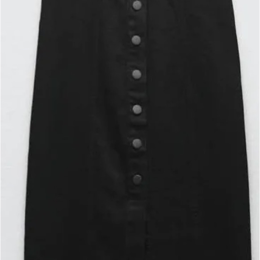 Zara Black Midi Dress with Button Detail